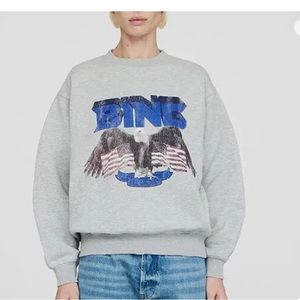 NWT Anine Bing Cotton Jersey Eagle Sweatshirt Sz Large